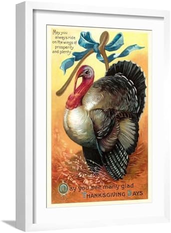 Art.com Wall Art Print Turkey and Wishbone on White Frame, 16" x 22" by AllPosters