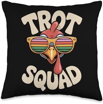 Thanksgiving Gobble Trot Squad Parade Day Runner Throw Pillow by Unknown