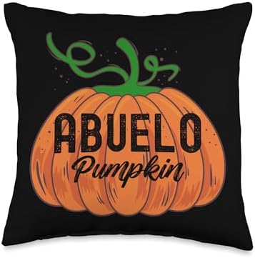 Funny Halloween Costume Holiday Party Store Abuelo Pumpkin Funny Halloween Family Costume Thanksgiving Throw Pillow, 16x16, Multicolor by Unknown