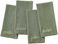 Threadmade Harvest Sentiment Embroidered Napkins, Set of 4, Green - 17" W x 17" L by ElreneHomeFashions