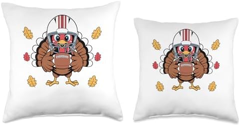 Retro Thanksgiving Turkey Football Toddler Boys Kids Throw Pillow - Image 3