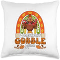 Receptionist Gobble Squad Thanksgiving Turkey Fall Rainbow Throw Pillow by Unknown