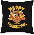 Happy Thanksgiving Turkey Fall Feast Holiday Celebration Throw Pillow by Unknown