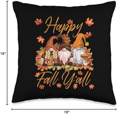 Happy Fall Yall with Autumn Gnomes Thanksgiving Day Matching Throw Pillow - Image 4