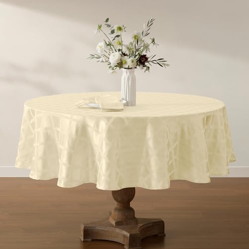 Lenox Laurel Leaf Tablecloth, Ivory - 70"W x 86"L Oval - Image 2