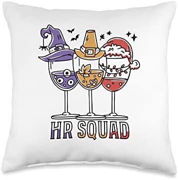 Halloween Thanksgiving Christmas HR Squad Costume Funny Throw Pillow by Unknown