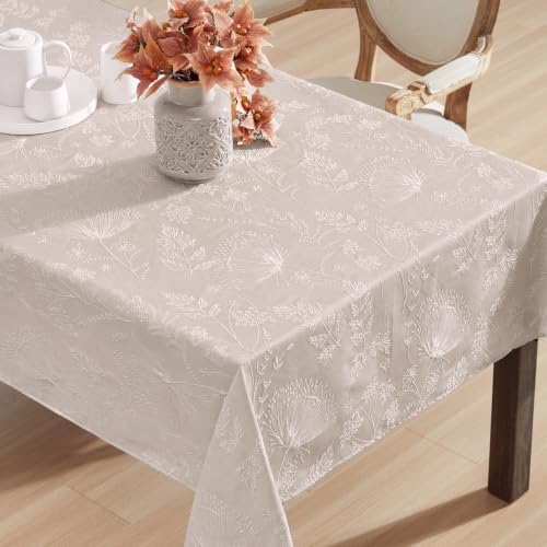 Laura Ashley Raised Embroidered Tablecloth, 60" x 84", Cynthia Beige - Image 3