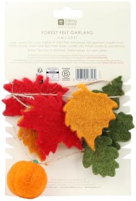 Talking Tables 6.5ft Thanksgiving Fall Indoor Decorations Garland Wool Leaf Garland for Thanksgiving, Halloween, Shelves & Party Décor, Pumpkins and Leaves Home Décor, Handmade - Image 3