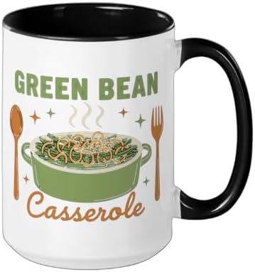 Green Bean Casserole Retro Thanksgiving Dinner Humor Ceramic Mug, Black/White, 15oz - Image 2