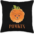 Pomkin Pomeranian Pumpkin Halloween Kids Boys Thanksgiving Throw Pillow by Unknown