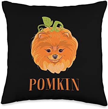 Pomkin Pomeranian Pumpkin Halloween Kids Boys Thanksgiving Throw Pillow by Unknown