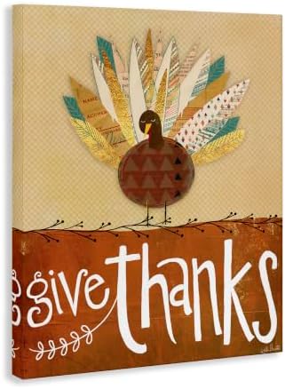 Stupell Industries 'Give Thanks Phrase Patterned Feathers Wild'| Canvas Art - Image 2