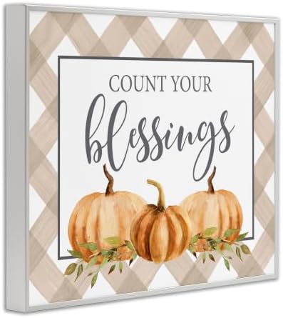 'Count Your Blessings Thankful Pumpkin Tartan'| Framed Giclee Art - Image 2