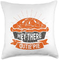 Hey There Cutie Funny Thanksgiving Pie Holiday Vintage Throw Pillow by Unknown