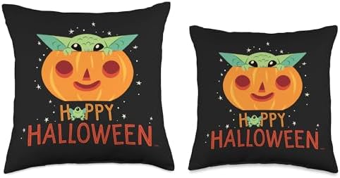 Star Wars The Mandalorian Grogu Happy Halloween Throw Pillow