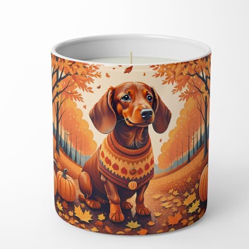 Caroline's Treasures DAC1043CDL Dachshund Fall Decorative Soy Candle Nature Soy Wax Essential Oil Home Decor Ideal for Bedroom Kitchen Bath Office Gift, 10 oz by CarolinesTreasures