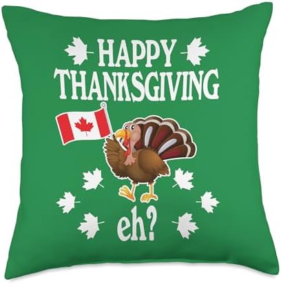 Turkey With Canada Flag Happy Thanksgiving Day Eh Canadian Throw Pillow by Unknown