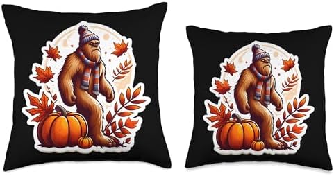 Autumn Fall Big-Foot Sasquatch Big Foot Lover Thanksgiving Throw Pillow - Image 3