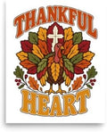 Thankful Heart Turkey Cross Christian Thanksgiving Unframed Poster by Unknown