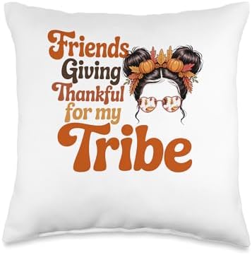 Family Thanksgiving 2025 Thankful for My Tribe Fall Autumn Throw Pillow by Unknown