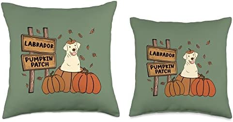 Labrador Pumpkin Patch Dog Lovers Thanksgiving Halloween Throw Pillow - Image 3