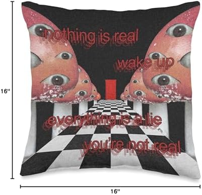 Weirdcore Aesthetic Mushroom Eyes Strangecore Traumacore Throw Pillow