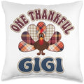 One Thankful Gigi Turkey Thanksgiving Fall Grandma Family Throw Pillow by Unknown