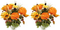 Admired By Nature Artificial Bouquet Bush 18 Stems of Mums, Sunflowers, Zinnia, Foliage (Gold/Orange) - for Fall Home Decor, Weddings, Events, Parties, Thanksgiving, Cemeteries, Funerals by AdmiredbyNature