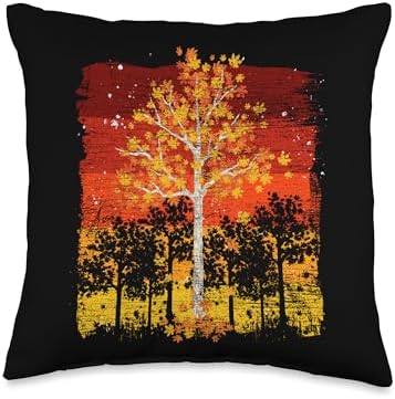 Fall Landscape Thanksgiving Autumn Leaves Forest Fall Throw Pillow by Unknown
