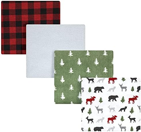 Hudson Baby Unisex Baby Cotton Flannel Receiving Blankets, Woodland Christmas, One Size - Image 2