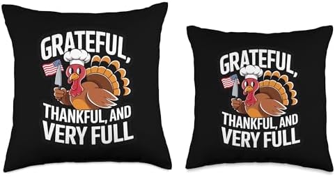 Thanksgiving Grateful, Thankful And Very Full Thanksgiving Throw Pillow - Image 3