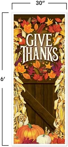 Beistle Give Thanks Door Cover – 2 Pack, All-Weather Thanksgiving Door Decorations with Pumpkins & Autumn Leaves, Rustic Fall Harvest Porch Décor for Home, Seasonal Parties & Holiday Events, 6’ x 30” - Image 2