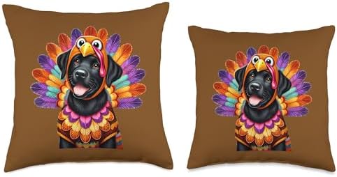 Black Lab Turkey Funny Thanksgiving Animal Dog Canine Pet Throw Pillow - Image 3