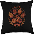 Cute Fall Dog Paw Print Pets Autumn Leaf Puppy Thanksgiving Throw Pillow by Unknown