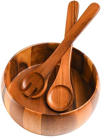 Gibson Home Laurel Acacia Wood Salad Bowl Set, 3 - Piece, Acacia Wood (Pack of 2) - Image 6