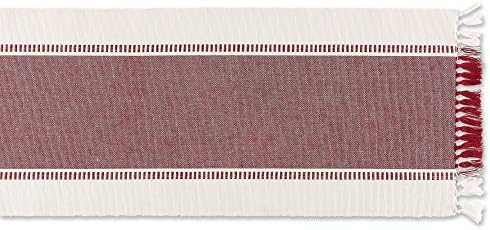 DII Dobby Stripe Table Runner, 13x72, Redwood & Cream Background - Image 2