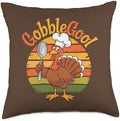 Gobblegool Thankful Retro Vintage Turkey Day Thanksgiving Throw Pillow by Unknown