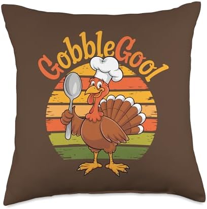 Gobblegool Thankful Retro Vintage Turkey Day Thanksgiving Throw Pillow by Unknown