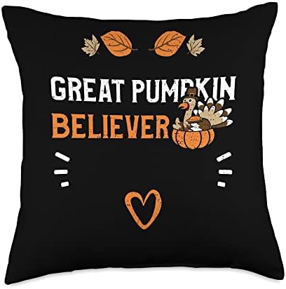 Pumpkin: Great Pumpkin Believer - Thanksgiving Throw Pillow by Unknown