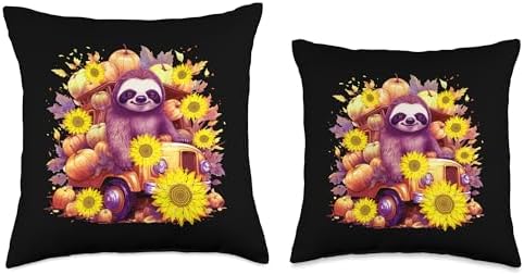 Thanksgiving Sloth Lover Gift for Men Women Kids Girls Boys Throw Pillow - Image 3