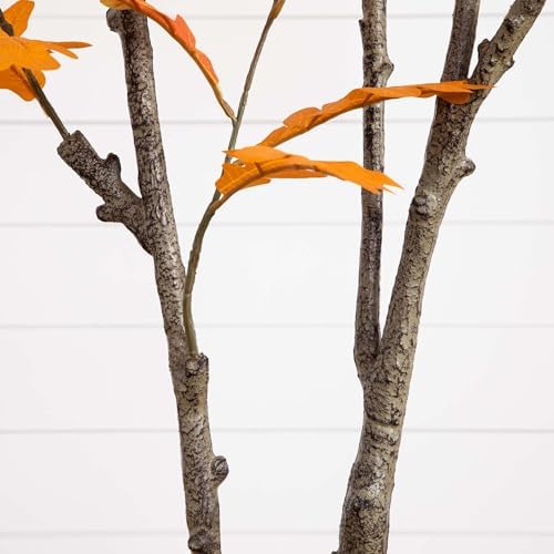 Nearly Natural 6ft Autumn Oak Artificial Fall Tree in Black Nursery Pot - Image 5