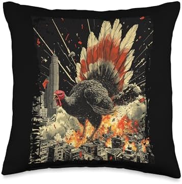 Gobblezilla Turkey Day Thanksgiving Throw Pillow by Unknown