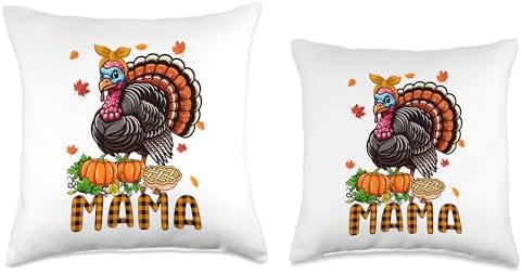 Mama Thanksgiving Fall Pumpkins Pie Matching Family Kids Throw Pillow - Image 3