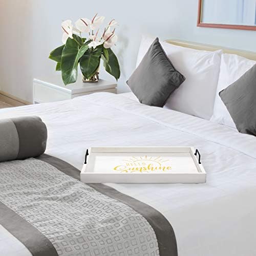 Elegant Designs HG2000-WHS Yellow Sun Decorative Wood Serving Tray w/Handles,15.50" x 12", White Wash Hello Sunshine - Image 4