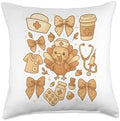 Nurses ER ICU RN Fall Autumn Thanksgiving Turkey Throw Pillow by Unknown