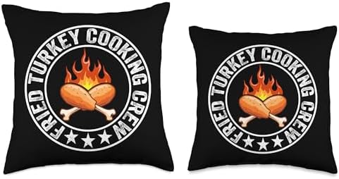 Funny Fried Turkey Cooking Crew Thanksgiving Turkey Day Men Throw Pillow - Image 3