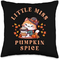 Little Miss Pumpkin Spice Fall Pumpkin Spice Thanksgiving Throw Pillow by Unknown