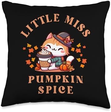 Little Miss Pumpkin Spice Fall Pumpkin Spice Thanksgiving Throw Pillow by Unknown