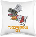 Dinosaur Thanksgiving Boys Turkey Saurus T rex Kids Boys Throw Pillow by Unknown