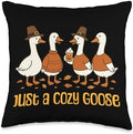 Just a Cozy Goose Thanksgiving Vibe for Fall Enthusiasts Throw Pillow by Unknown